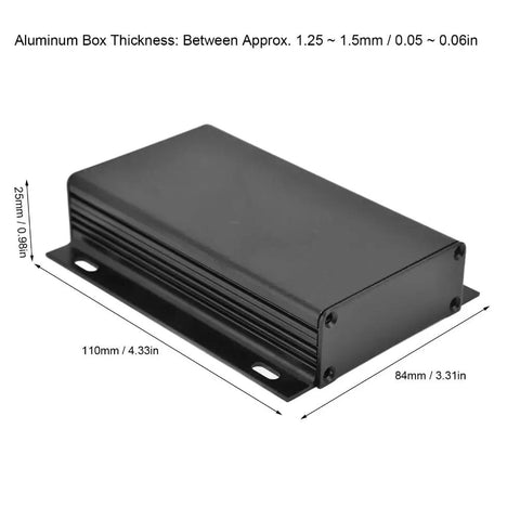 Durable Aluminum Electrical Enclosure Box For Circuit Boards, Split Enclosure With Heat Dissipation, Waterproof, Industrial Grade Protection, Easy Mounting, 25x84x110mm black enclosure with mounting flanges
