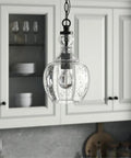 7 Inch Wide Glass Shade Pendant Light In Blackened Bronze With Seeded Glass For Kitchen Island And Living Room Finish Flush Mount Ceiling Fixture Modern Rustic Vibe Pendant Lighting For Home