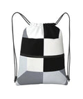 Black And White Piano Key Grid Print Drawstring Gym Bag For Men And Women Dope Unisex Fitness Sack with zipper pocket.