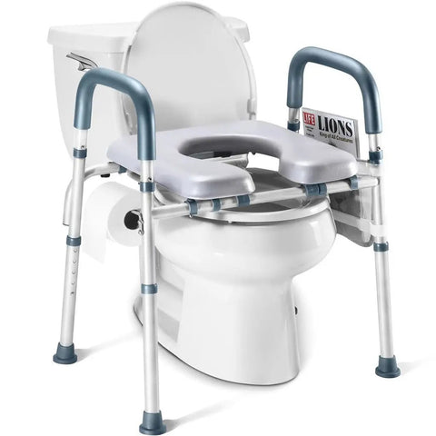 Adjustable Heavy Duty Toilet Seat Riser With Armrests For Seniors Holds Up To 400 Pounds Features Built Tough Foam Grips Non Slip Rubber Feet Foldable Design Quick Bathroom Mobility Aid