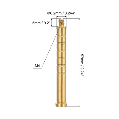 150 Grain Brass Archery Arrow Inserts 0.244 Inch Diameter with dimensions and thread size M4 view