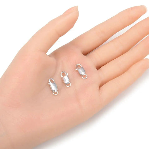 2Pcs Sterling Silver 925 14mm Italian Rectangle Lobster Trigger Clasps Open Jump Ring Hypoallergenic Nickel Free on hand