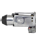 Butterfly Style Pneumatic Impact Wrench With Three Eighth Inch Drive And One Hundred Foot Pound Torque Compact Lightweight Air Tool side view.