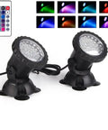Pond Lights Color Changing Underwater RGB Lit Spotlight Kit IP68 Waterproof Submersible Fountain Lights With Memory Dimmer 16 Colors 36 LEDs