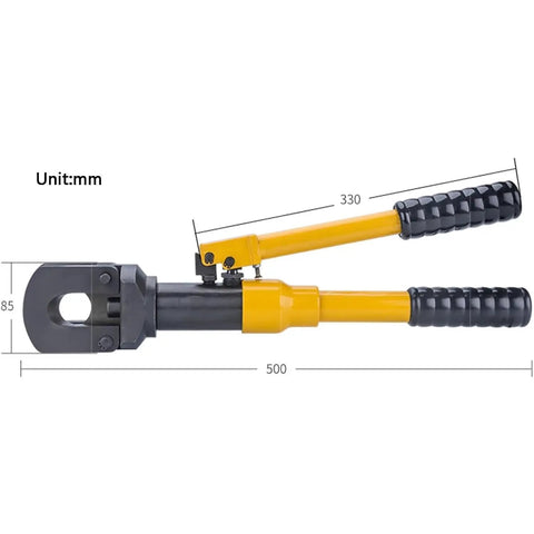 Rugged Hydraulic Cable Cutter 10 Ton Manual Steel Bar Shear Heavy Duty Cutting Tool For 30 Millimeter Wire Rope Built To Last Industrial Cutter For Reinforced Concrete Wire Rope Steel Strand And Iron Chain, side view with 500 mm length