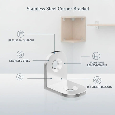 Stainless Steel Right Angle Corner Bracket For Bed Frames And Cabinets, Furniture Joint Stabilizer To Eliminate No Wobble, Durable