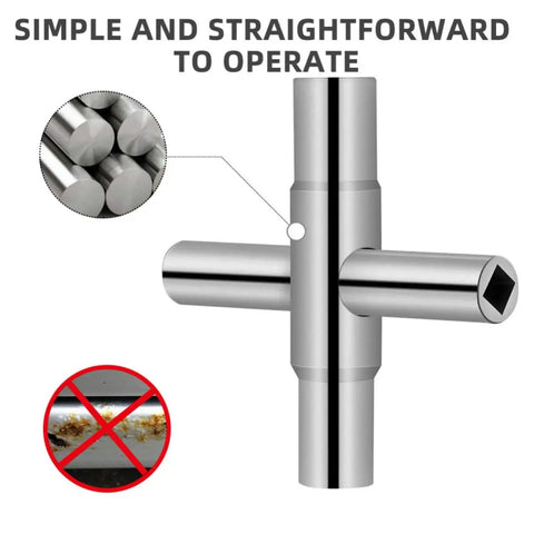 Heavy Duty 4 Way Sillcock Key Socket Wrench Set for Quick Faucet Valve Repairs with 1/4 to 11/32 Inch Heads in stainless steel.