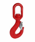 Hardcore Heavy Duty Swivel Lifting Hook Built Like A Tank At 5.3 Ton Capacity Top Tier Alloy Steel rigging grabber in red.