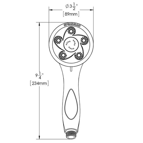 Napa Removable Hand Shower Head And Hose In Polished Brass 2.5 GPM With Anystream 360 Rotation 5 Adjustable Jets And 12 Massage Sprays For A Spa Like Shower At Home
