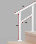 Sturdy Outdoor And Indoor Stair Handrail Kit For 1 To 2 Steps, Safety Hand Rail For Porch And Deck, Easy Install With Adjustable Angle