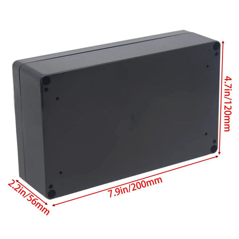 Watertight IP67 Junction Box For DIY Projects, Tough As Nails ABS Plastic Electronic Enclosure Case, dimensions shown in black