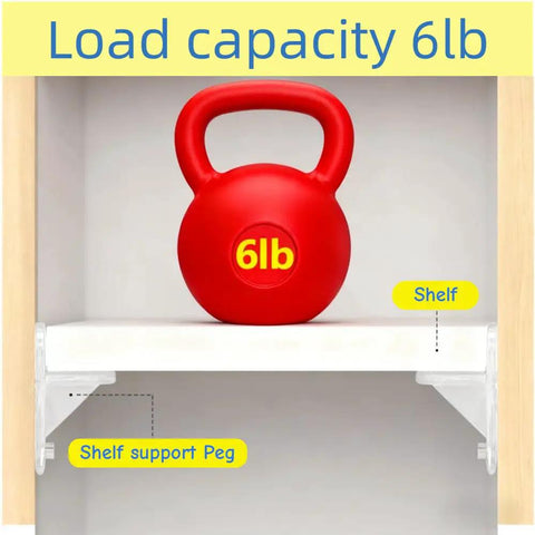 Top Shelf Quarter Inch Plastic Shelf Pegs Twenty Pack Rock Solid Cabinet Supports And Slick Furniture Pins For Quick Wood Bookcase Swap Straight Fit Kitchen Cabinet Clips No Sweat Shelving Fix with 6lb kettlebell on shelf.