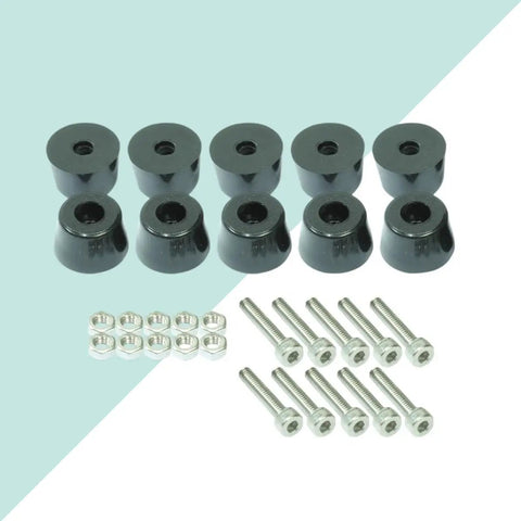 30 Pack Rubber Furniture Feet Bumpers With M4x30mm Hex Socket Screws And Nuts, Black Rubber And Metal Floor Protectors For Hardwood Floors