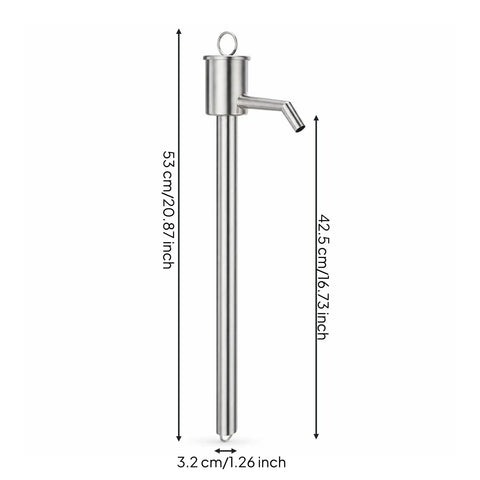 Heavy Duty Manual Oil Drum Pump Stainless Steel Hand Operated Oil Extractor Transfer Tool Side Outlet Works Perfect For Farm Machinery Barns And Sheds With Long 43cm Tube Small Straight Barrel Design