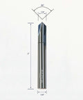 Chamfer end mill bit, 1/4 in shank, 2 in length, 4-flute cutter for alloy and hardened steel