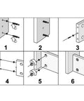 Game Changer Thread Knurled Rivet Nuts And Cam Fitting Pins For Furniture Hardware Super Easy White Setup With 50 Sets Of 15 By 12 Mm Pre Inserted Side Connectors For Cabinets And Wood Panels Ironclad Grip installation guide image showing assembly steps 1-6 for cabinetry using cam fittings and nuts.