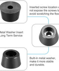 Heavy Duty Rubber Feet Bumpers With Metal Washer Insert Black 4 Pack for Furniture showing insert and durability details