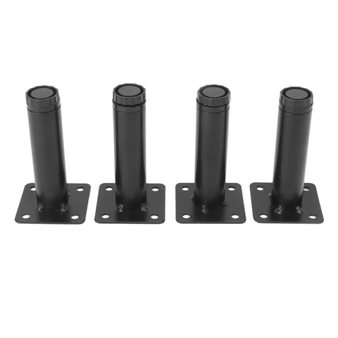 Four Pack Adjustable Iron Furniture Legs In Black Lacquer Finish With Rust Proof Coating For Coffee Tables Cabinets Desks Sofas And Shelves