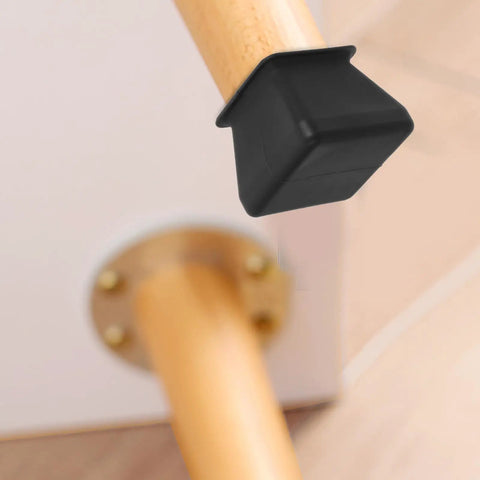 Black Silicone Chair Leg Protectors Non Slip Furniture Pads Set Of 16 for Hardwood Floors on wooden chair leg.