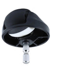 Roomba front wheel caster assembly; black housing, white wheel, metal mounting stem.
