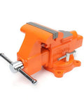 Heavy-Duty 6-Inch Bench Vise With Swivel Base, 6 Inch Jaw Opening, 3 Inch Throat, Beefy Orange Cast Iron Vise for Workshop Tasks