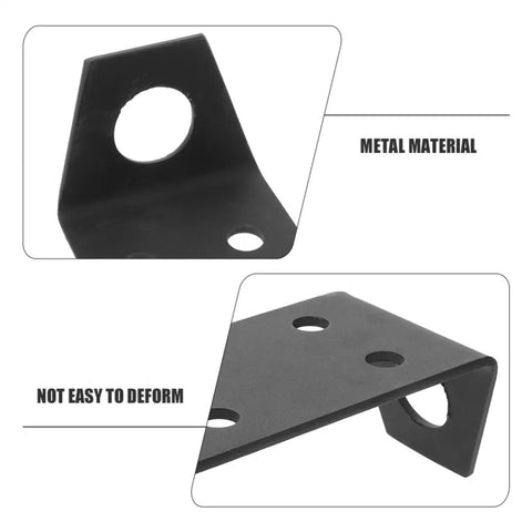 Close-up of black metal Beefy Trailer Hitch Winch Mounting Plates 2 Pack For Off Road ATV And Truck, showing hole details and durability.