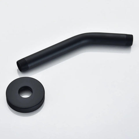 Solid Brass 8 Inch Matte Black Shower Arm With Flange Replacement Anti Leak Ceiling Wall Mounted Bend Durable Metal Construction Standard One Half Inch NPT No Fuss Install Corrosion Resistant shown separately
