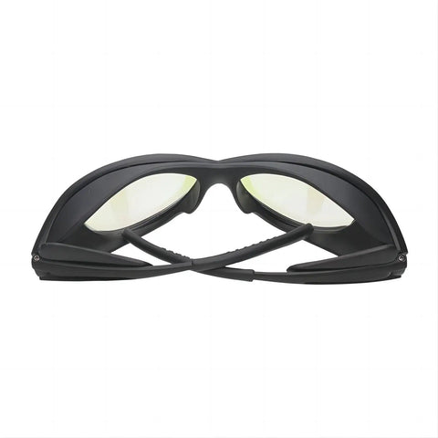 Heavy Duty Laser Safety Glasses For YAG Fiber Laser Engraver, OD5 rated protective goggles with black nylon frames.