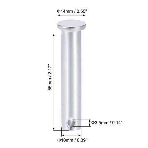 Heavy Duty Single Hole Clevis Pins 10mm X 55mm Flat Head Zinc Plated Steel Link Hinge Pin Four Pack Rock Solid Build For No Sweat Assembly And Dependable Everyday Shop Tasks