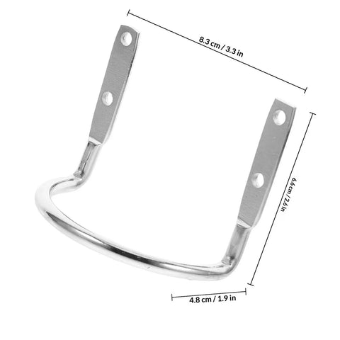 Heavy Duty Hammer Holder Wall Mount Tool Rack With Iron Hooks, close-up view of single iron hook showing dimensions, 4 Pack