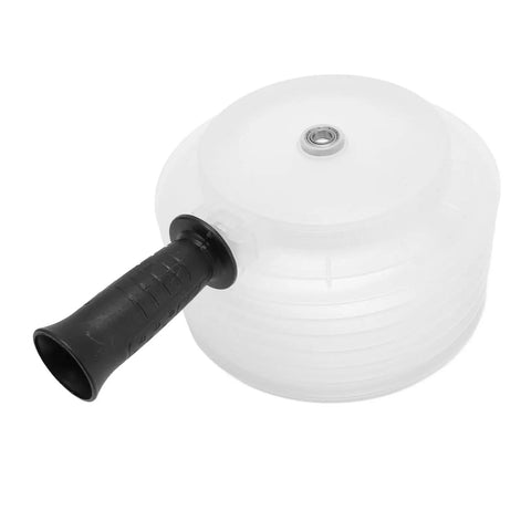 Heavy Duty Hole Saw Dust Collector With Secure Rubber Grip for clean drilling, featuring a durable transparent dust bowl.