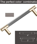 12 Pack 3 Inch Barrel Cabinet Pulls Gold And Grey Aluminum Handles For Cabinets And Drawers, detailed view of handle with dimensions