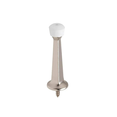 Heavy Duty Door Stoppers For Bottom Of Door Solid Metal Baseboard Mounted Screw In Wall And Floor Protector Satin Nickel Finish 3 Inch 8 Pack Tough As Nails Protection For Busy Households, single door stop view