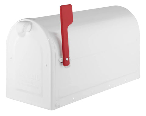 Big White Post Mount Mailbox With Front Access Door, Embossed Panels, Reinforced Door Bracket, Weather Resistant Design