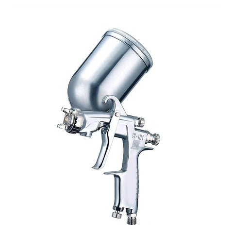 Pro Grade Manual Paint Spray Gun Featuring Slick Adjustable Flow And Fan Patterns For Dead Flat Coats, ergonomic grip and precision tip.