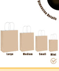 Mini Gift Bags With Handles Dope Bulk Set Of 24 In 24 Colors 4.5 By 2.5 By 6 Inches For Party Favors And Small Gifts Made From Recycled Kraft Paper Eco Friendly Durable For Craft Projects Great Value shown in different sizes