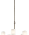 Joelson 5 Light Chandelier In Brushed Nickel With Satin Etched Opal Glass And Clear Glass Accents, 19.75 Inch Frame, classic modern style