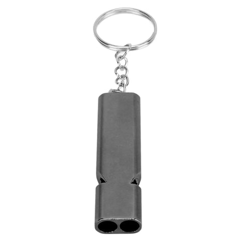 Emergency Survival Whistle 10 Pack Aluminum Alloy Double Tube High Frequency Loud Whistle keychain accessory in black