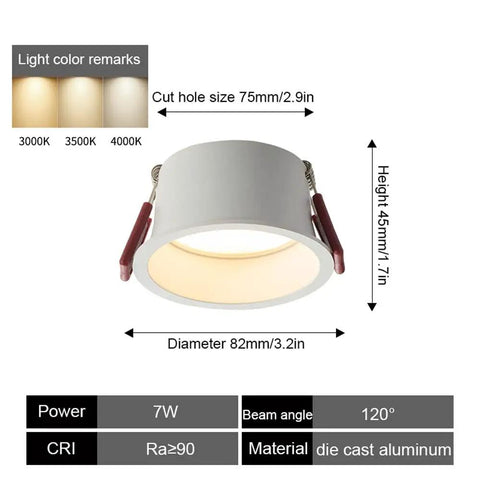 JUDYSSY Lighting 5W/7W/10W LED Recessed Downlight Retrofit Kit, Off-White Matte Finish with adjustable features and 120 beam angle.