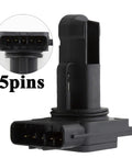 Mass Air Flow MAF Sensor Plug And Play Replacement For Toyota Camry 2002-2006, Corolla 2003-2008, showing 5-pin connector detail.
