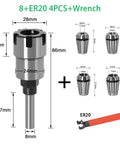 Premium 8mm And 4 Inch Shank Router Bit Extension Rod With Collet Engraving Machine Milling Adapter For Woodworking Projects Heavy Duty High Carbon Steel Design Fits Most Routers And Drill Presses Durable Long Life Wrench Set Included