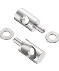 Two Pack Shower Door Pivot Hinge Pin Kit With 5/16 Inch Washers Heavy Duty Stainless Steel Hardware showing stainless steel pins and washers.