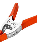 Close-up of a single clamp from Twenty Four Pack Of Heavy Duty Six Inch Spring Metal Clamps With 2.5 Inch Jaw Opening, Nickel Plated Steel.