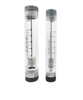 Rotameter Pipeline Flow Meter For Water With Vertical Float, Industrial Grade Inline Sensor, 0.2 To 2 GPM Or 1 To 7 LPM Flow Range, Easy Install, Rugged Metal Body, Accurate Liquid Flow Readout For Industrial Use, two clear tubes