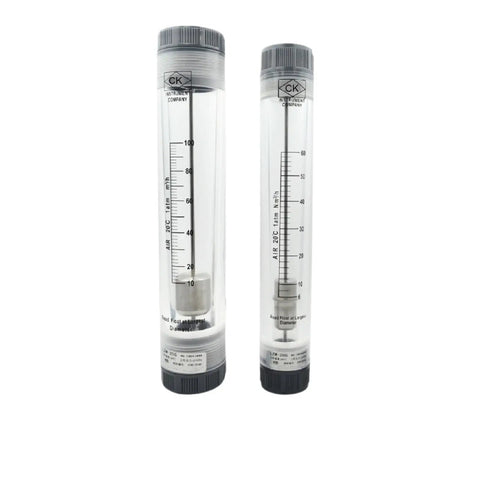 Rotameter Pipeline Flow Meter For Water With Vertical Float, Industrial Grade Inline Sensor, 0.2 To 2 GPM Or 1 To 7 LPM Flow Range, Easy Install, Rugged Metal Body, Accurate Liquid Flow Readout For Industrial Use, two clear tubes