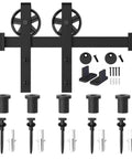 Heavy Duty Sliding Barn Door Hardware Kit Black 6 Ft Track System With Silent Glide Wheels Floor Guide Easy To Install components
