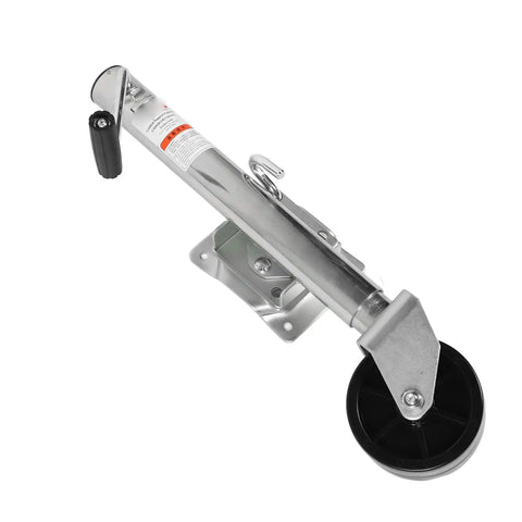Heavy Duty 1500 Lb Trailer Jack With 6 Inch Dual Wheels Adjustable Swivel Base, galvanized steel construction, top view.