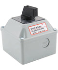 Universal Rotary Changeover Switch SZW26-20/D202.2D-W With Wider Master Exterior Box front view, showing control knob and label.