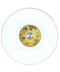 Clear Glass Lazy Susan Turntable For Dining Tables And Kitchens, top view with visible central rotating mechanism