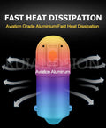 Illustration of 4 Pack 6V Warm White BA9S LED Bulbs highlighting aviation aluminum fast heat dissipation